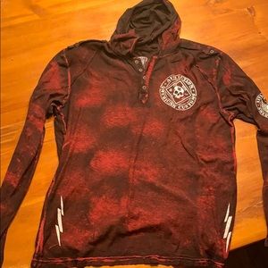 Affliction hooded long sleeve shirt size XL